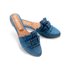 Load image into Gallery viewer, Mules de mujer con bobos en textura jean