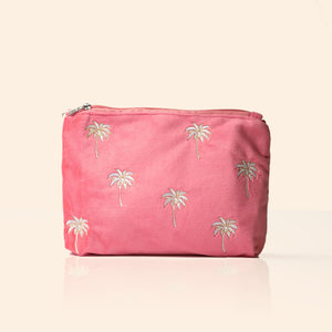 Embroidered women's toiletry bag - Palm trees